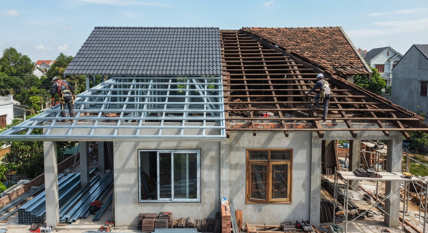 So sánh chi tiết: Khung kèo thép nhẹ Vintruss và hệ khung truyền thống